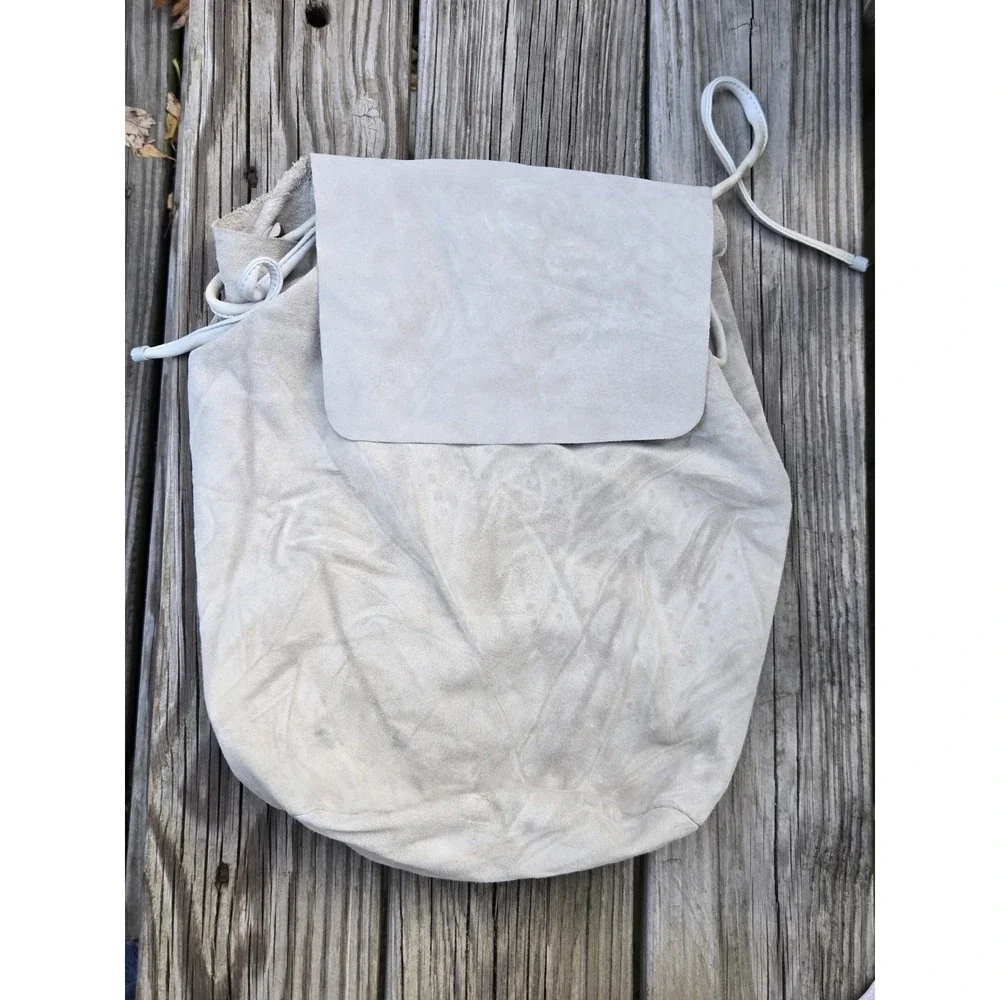COS Suede Leather Backpack Light Gray‎